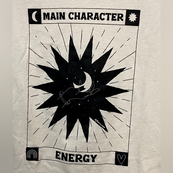 Retro Main Character Energy White Women’s M Taro Card T-Shirt Self Love - Picture 2 of 4